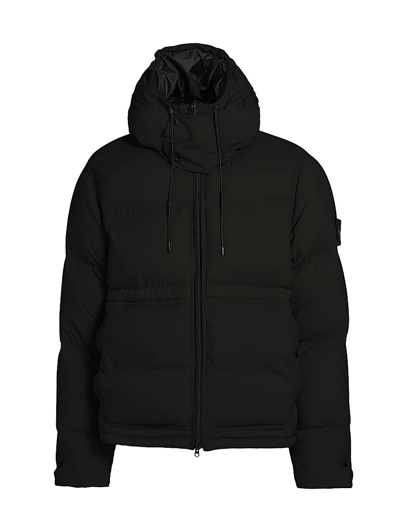 Nylon & Down Short Parka Coat