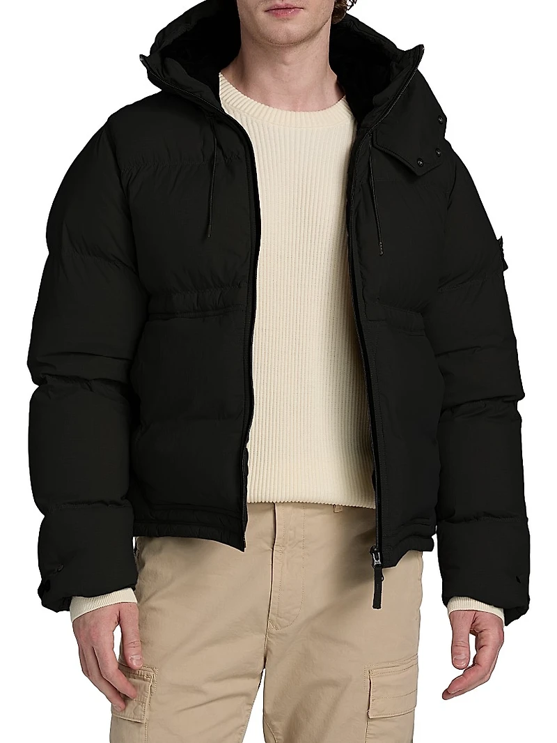 Nylon & Down Short Parka Coat