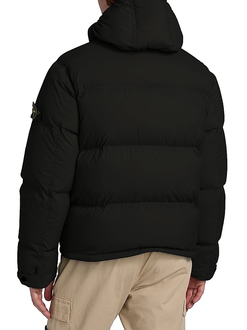 Nylon & Down Short Parka Coat