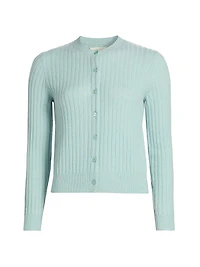 Danae Rib-Knit Cashmere Cardigan
