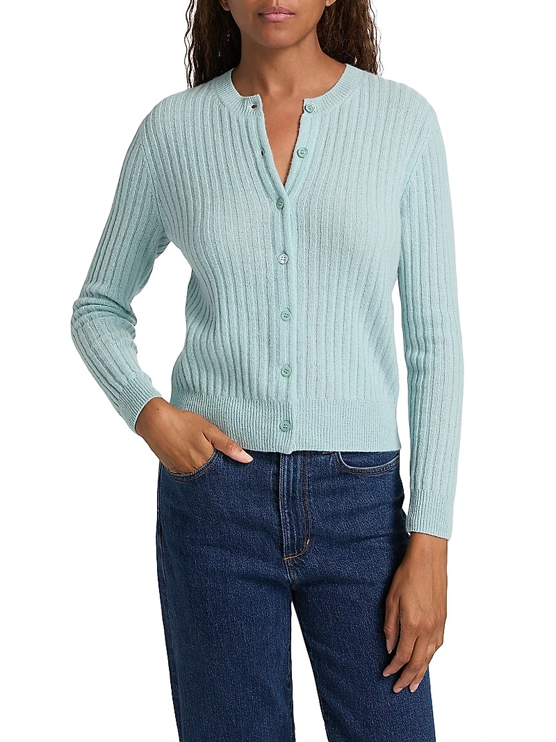 Danae Rib-Knit Cashmere Cardigan