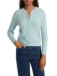 Danae Rib-Knit Cashmere Cardigan