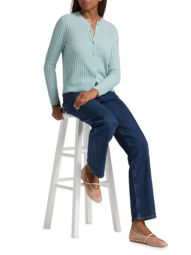 Danae Rib-Knit Cashmere Cardigan