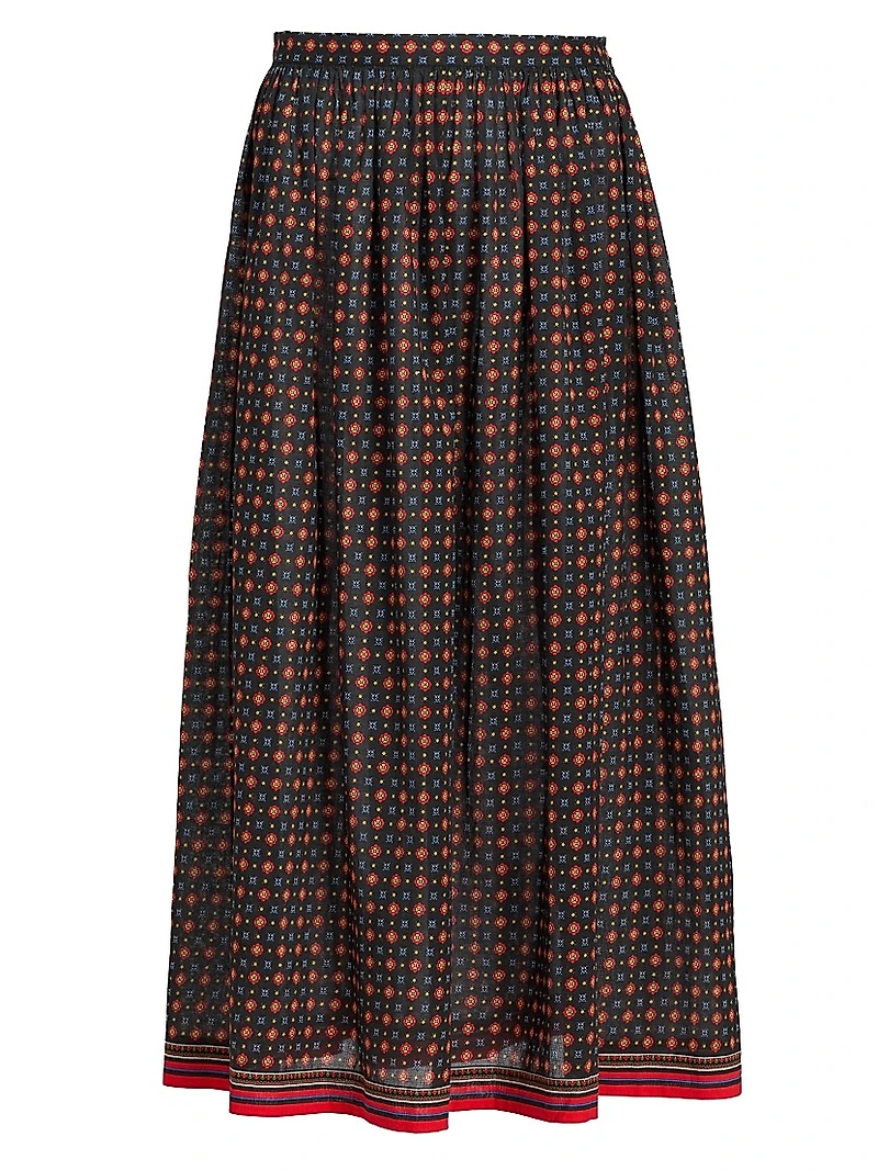 Marciette Floral Cotton Midi-Skirt