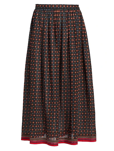 Marciette Floral Cotton Midi-Skirt