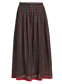 Marciette Floral Cotton Midi-Skirt