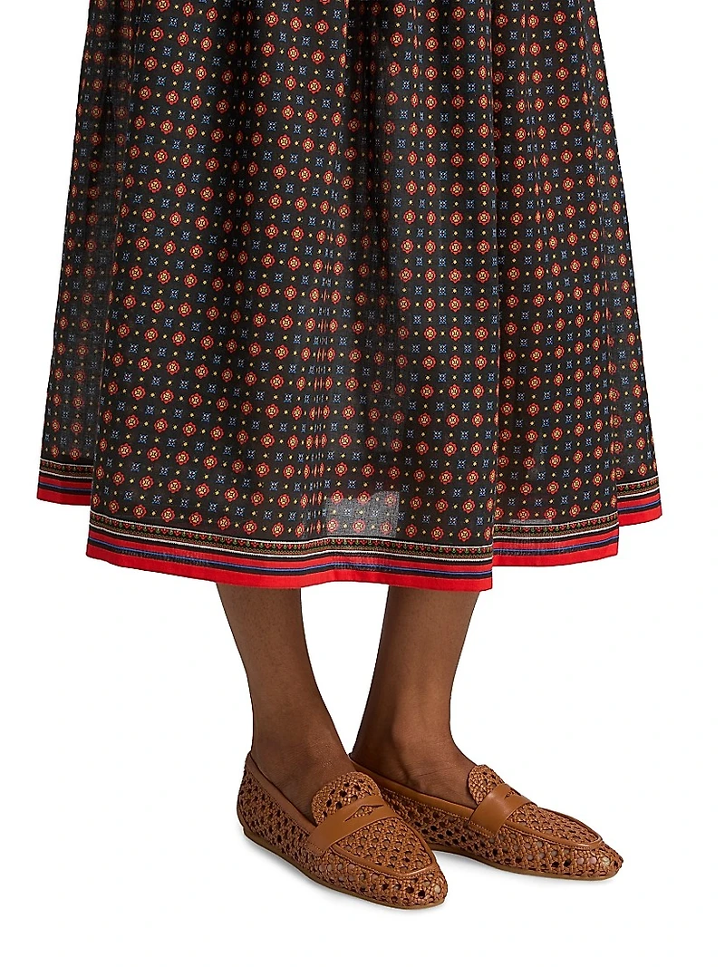 Marciette Floral Cotton Midi-Skirt