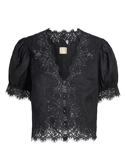 Idella Puff-Sleeve Lace Top