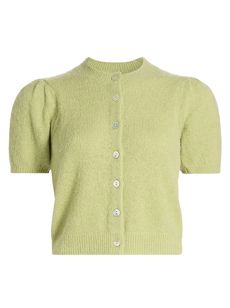 Anisa Alpaca-Blend Puff-Sleeve Cardigan