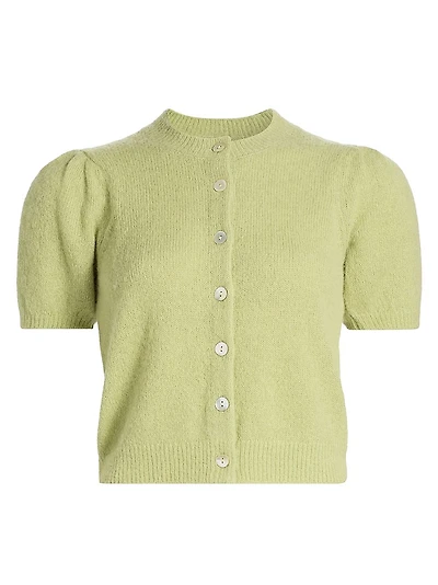 Anisa Alpaca-Blend Puff-Sleeve Cardigan