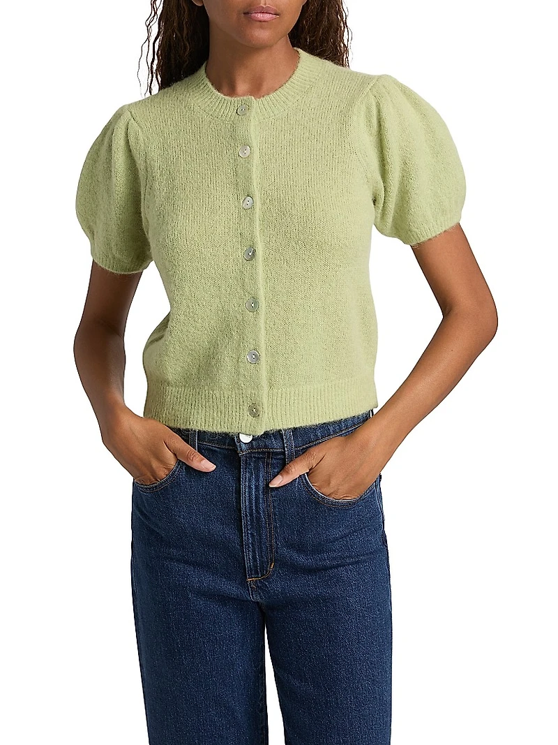 Anisa Alpaca-Blend Puff-Sleeve Cardigan