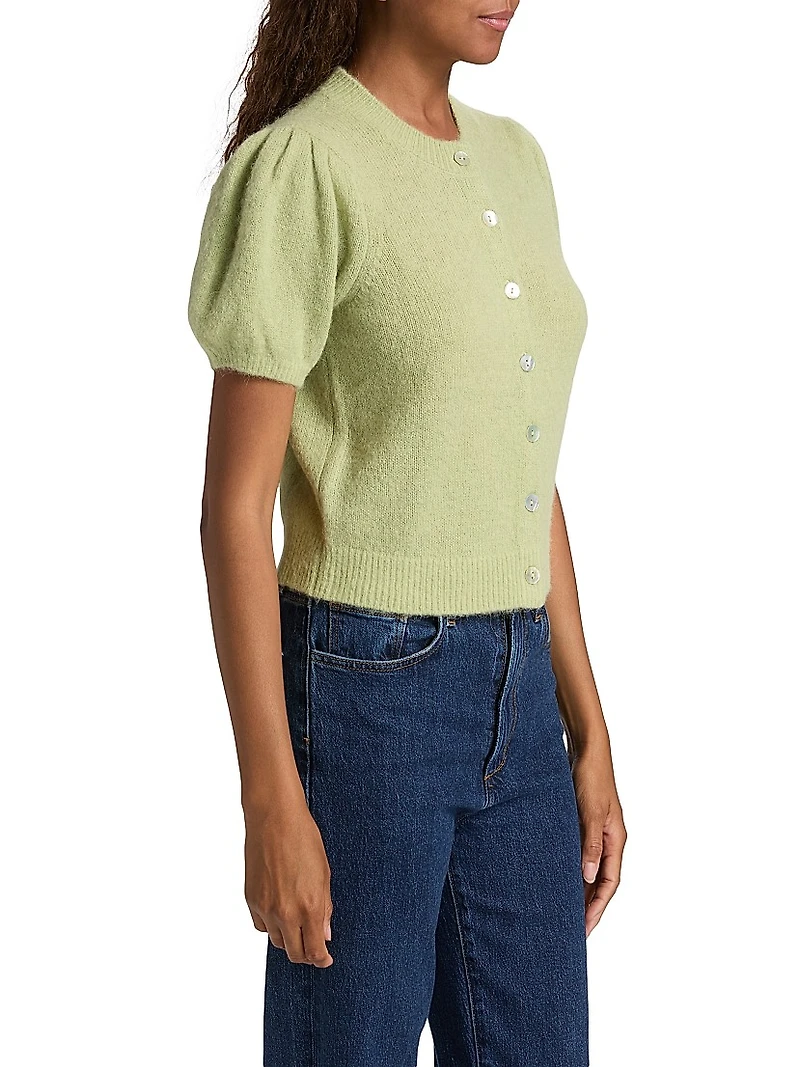 Anisa Alpaca-Blend Puff-Sleeve Cardigan