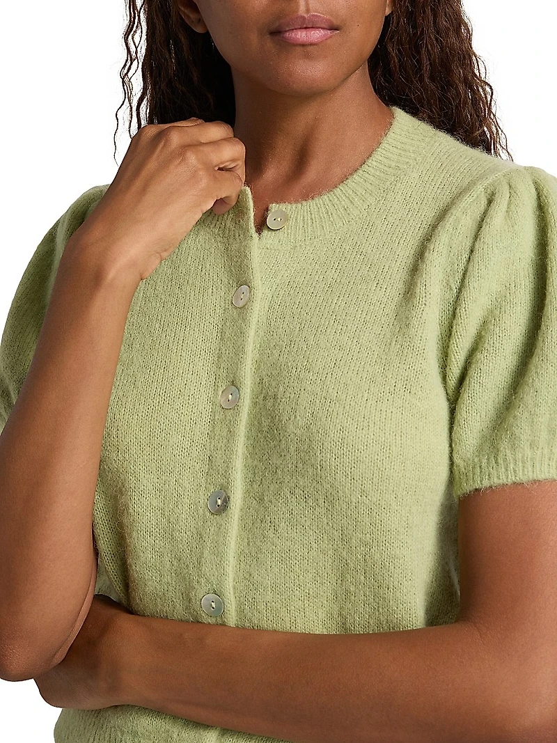 Anisa Alpaca-Blend Puff-Sleeve Cardigan