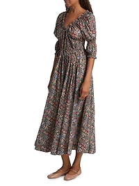 Ischia Floral Cotton Midi-Dress
