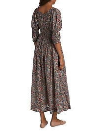 Ischia Floral Cotton Midi-Dress