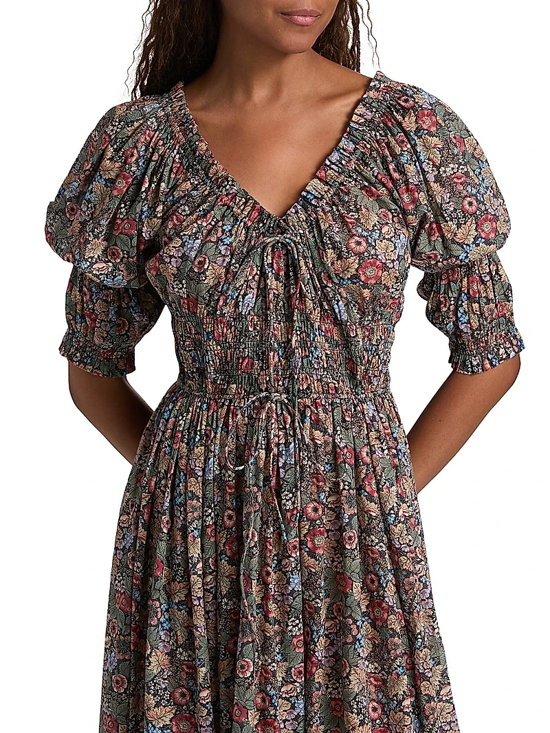 Ischia Floral Cotton Midi-Dress