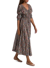 Ischia Floral Cotton Midi-Dress
