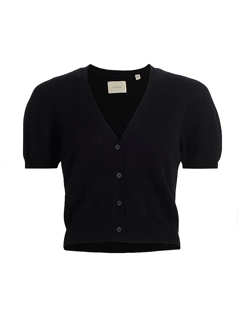 Arella Puff-Sleeve Cashmere Cardigan