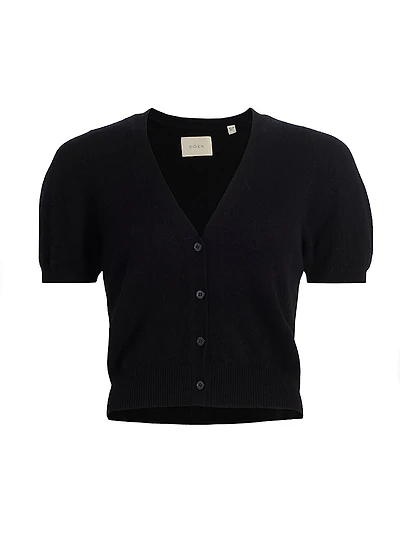 Arella Puff-Sleeve Cashmere Cardigan