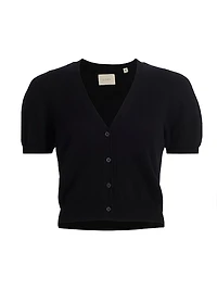 Arella Puff-Sleeve Cashmere Cardigan