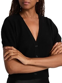Arella Puff-Sleeve Cashmere Cardigan