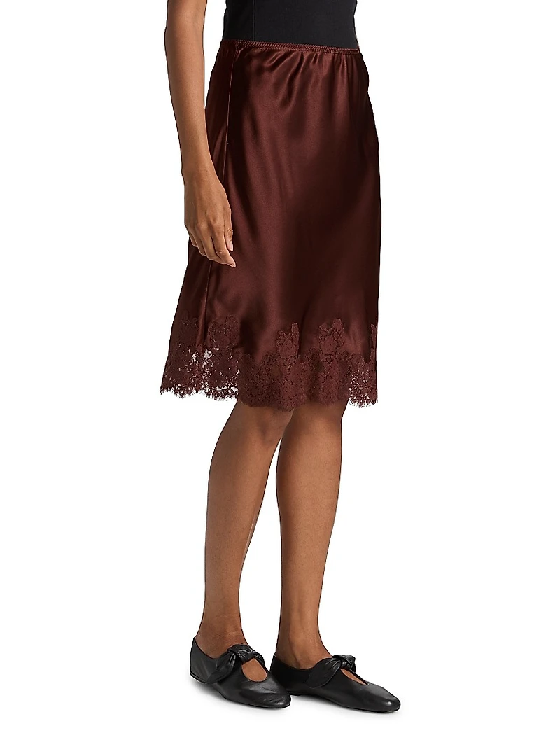 Elowette Silk & Lace Midi-Skirt