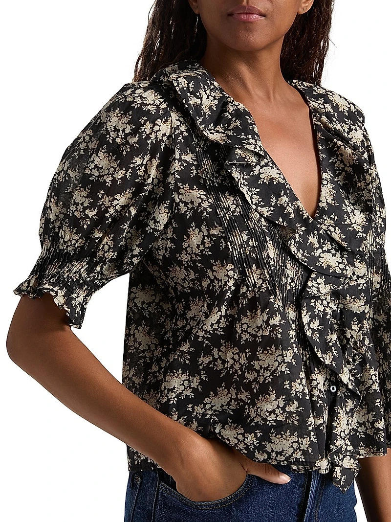 Henri Floral Ruffle Top