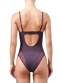 Sheer Opaque Plunge Bodysuit