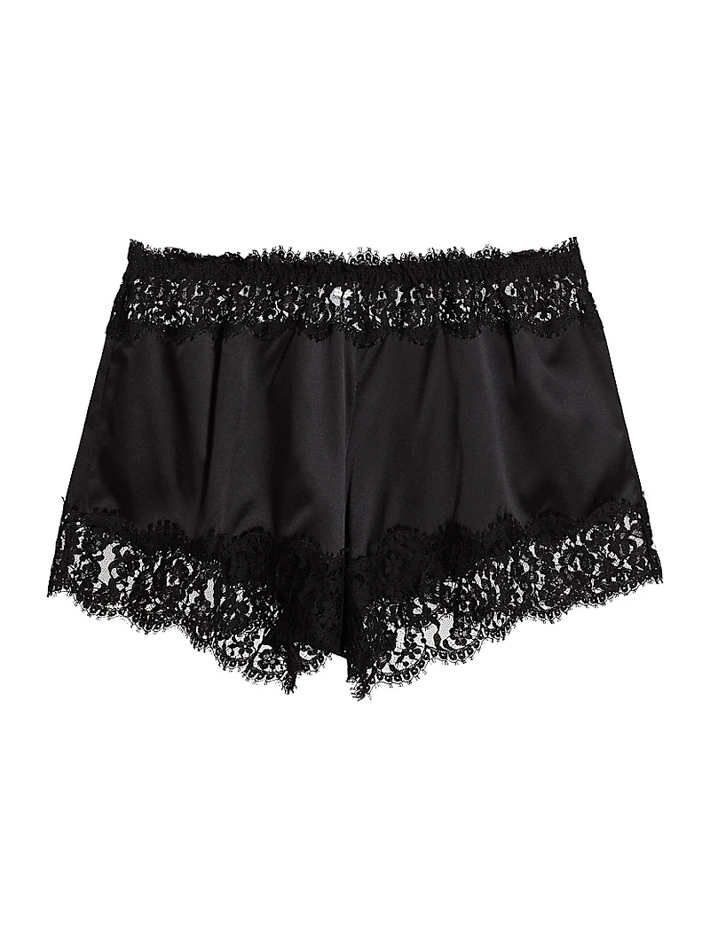 Lace-Trim Silk Slip Shorts