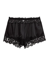Lace-Trim Silk Slip Shorts