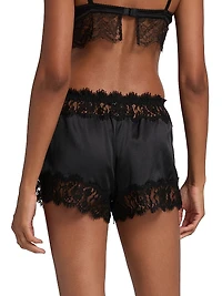 Lace-Trim Silk Slip Shorts
