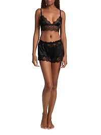 Lace-Trim Silk Slip Shorts