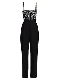 Crystal-Embellished Bustier Jumpsuit