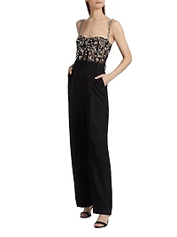 Crystal-Embellished Bustier Jumpsuit