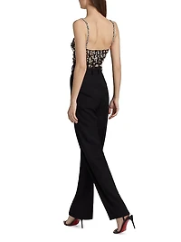 Crystal-Embellished Bustier Jumpsuit