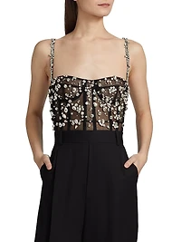 Crystal-Embellished Bustier Jumpsuit