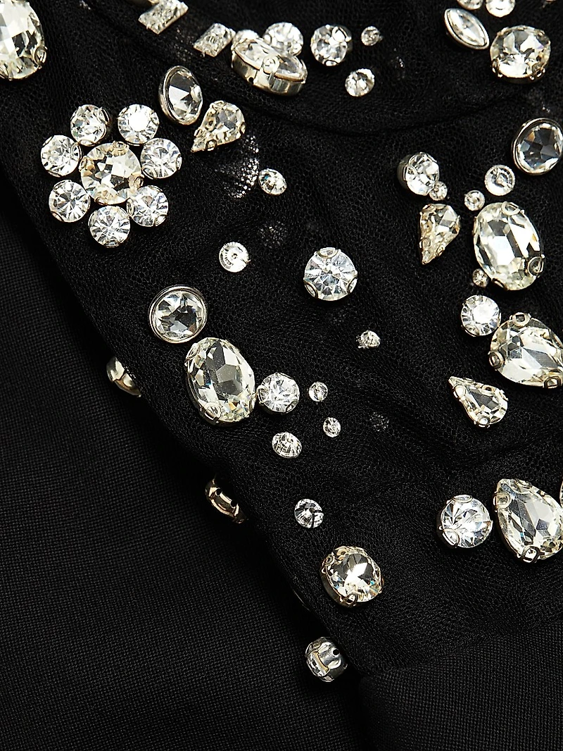 Crystal-Embellished Bustier Jumpsuit