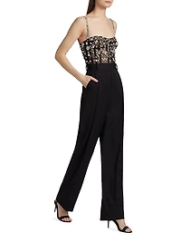 Crystal-Embellished Bustier Jumpsuit