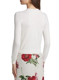 Peony Embroidered Wool Cardigan