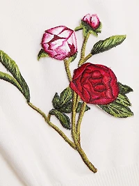 Peony Embroidered Wool Cardigan