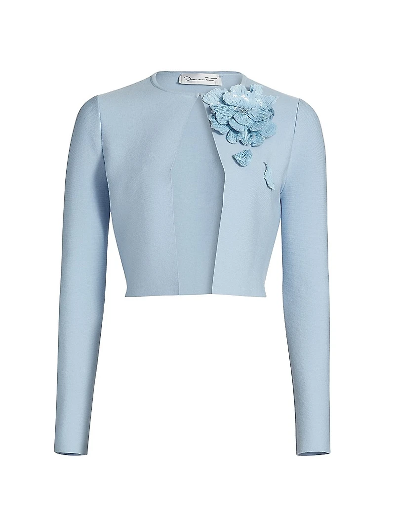 Peony Appliqué Fitted Cardigan