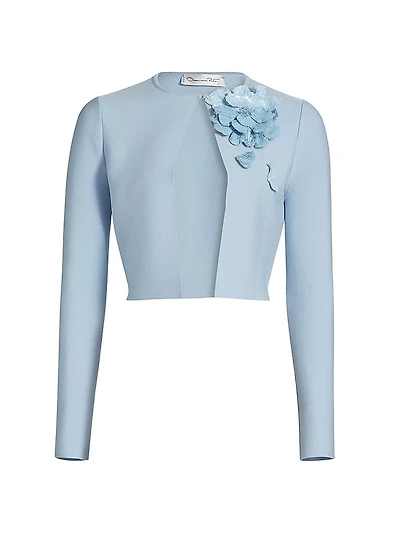 Peony Appliqué Fitted Cardigan