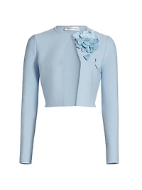 Peony Appliqué Fitted Cardigan