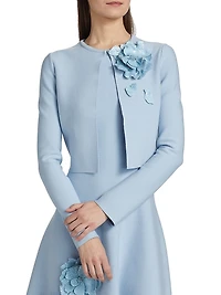 Peony Appliqué Fitted Cardigan