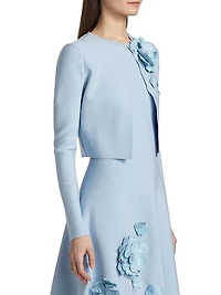 Peony Appliqué Fitted Cardigan