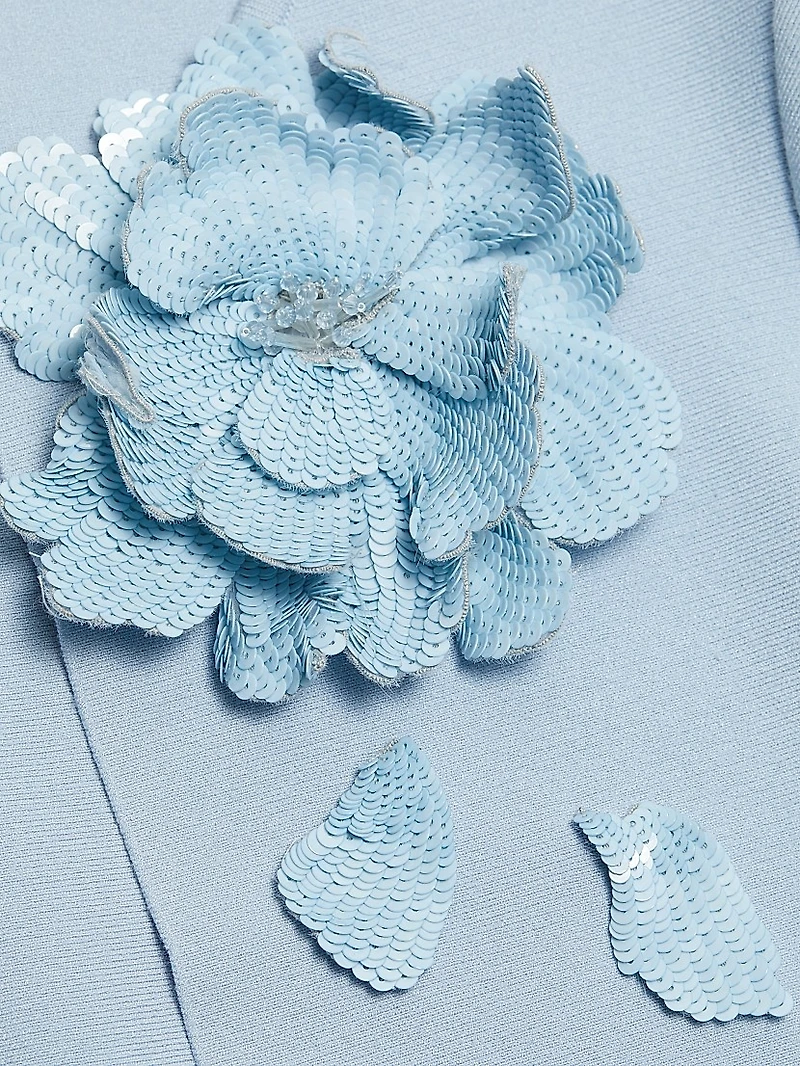 Peony Appliqué Fitted Cardigan