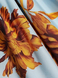 Peony Print Draped One-Shoulder Gown