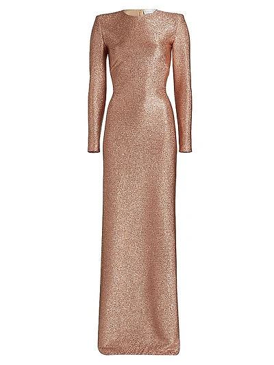 Metallic Lamé Column Gown