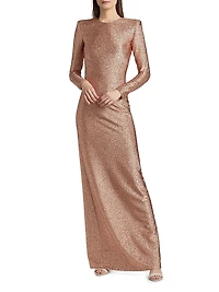 Metallic Lamé Column Gown