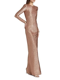Metallic Lamé Column Gown